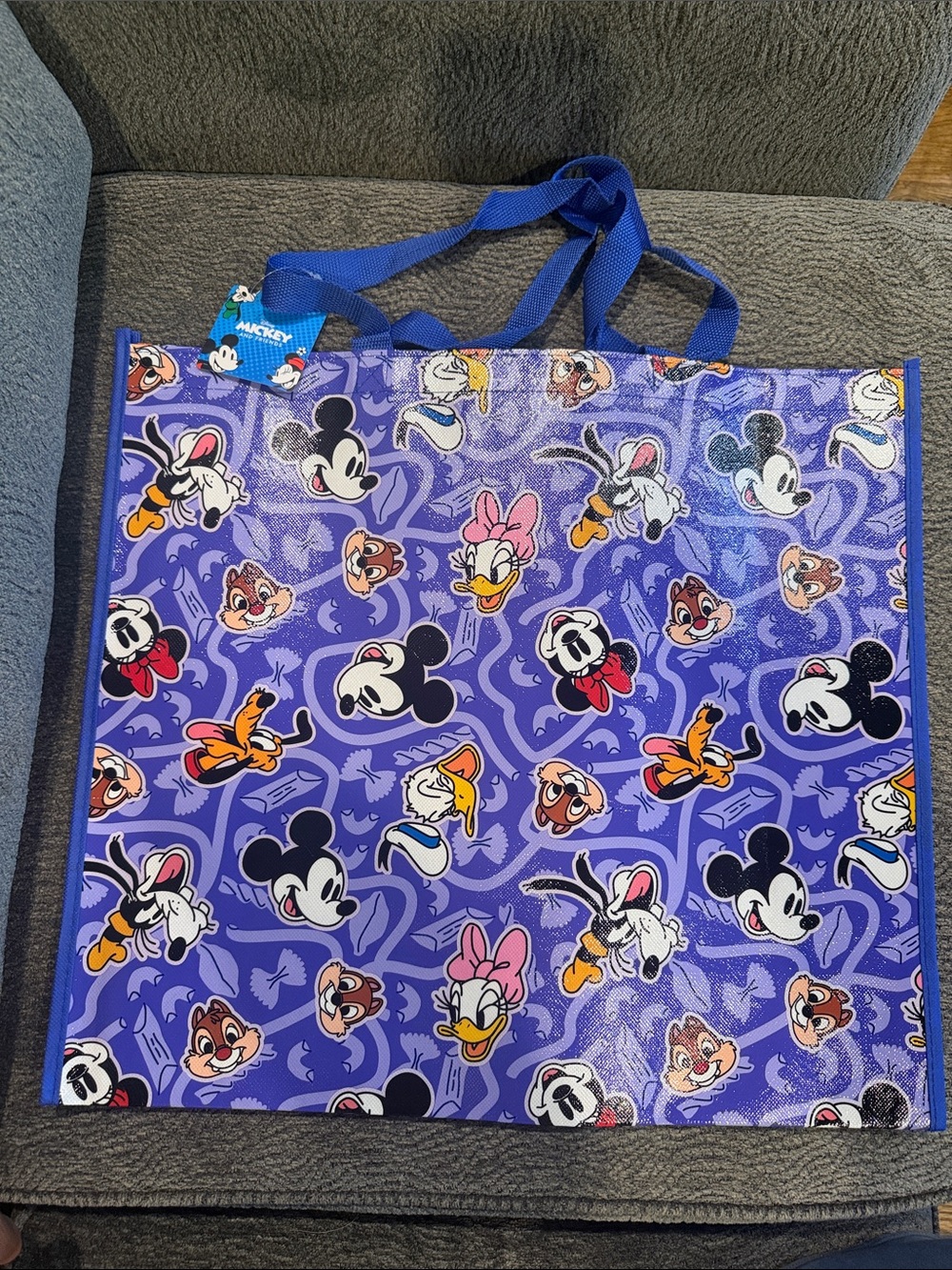 Disney Purple Classic Characters Tote Bag with Blue Handles